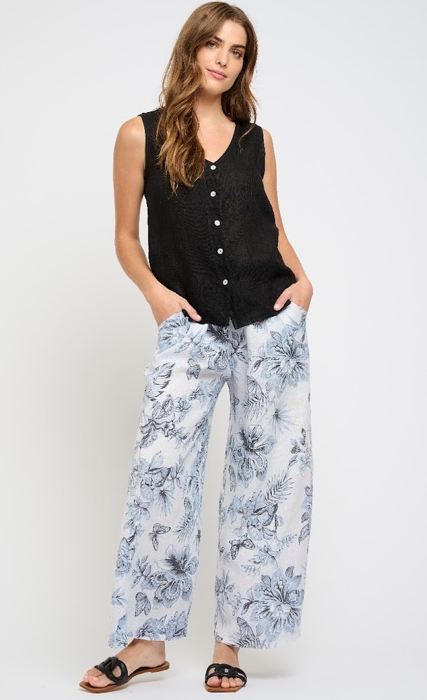 Sleeveless Button Down Linen Top