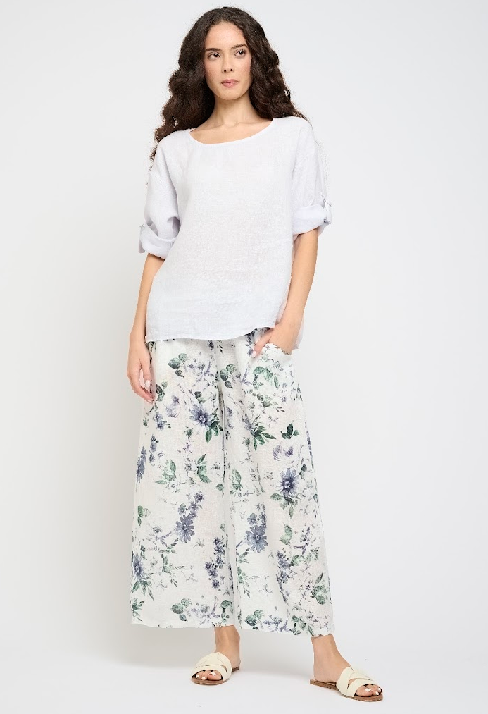 Roll Up Sleeve Linen Top