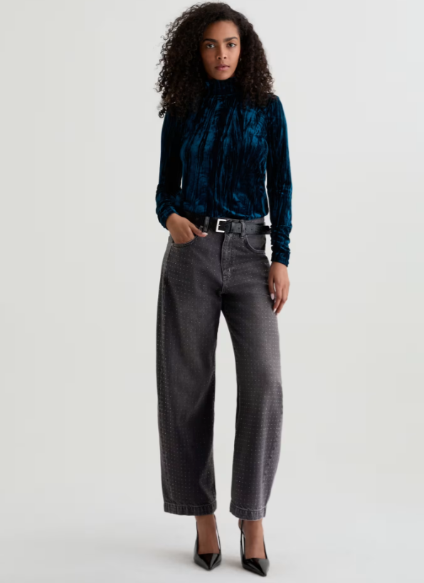 Hattie Barrel Leg Glitz Denim