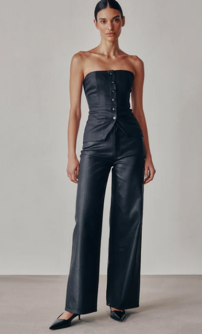 Karmine Wide Leg Coated Denim