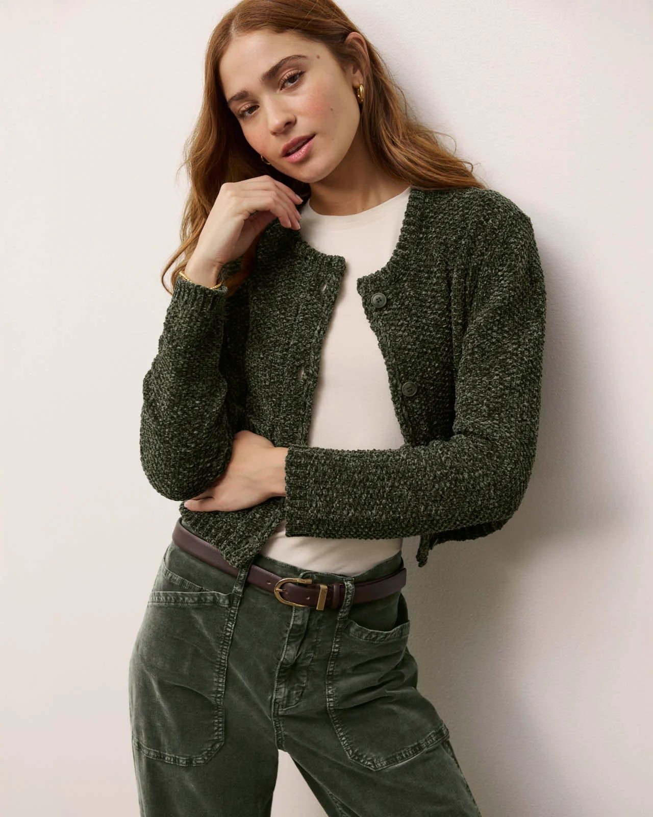 Andrea Crop Chenile Cardigan