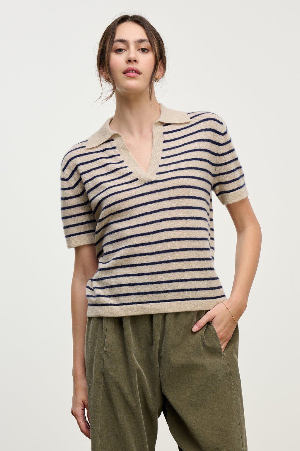 Yael Cashmere Stripe Polo