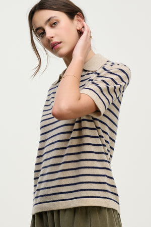 Yael Cashmere Stripe Polo