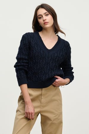 Joyce Pima Cotton V-Neck Sweater