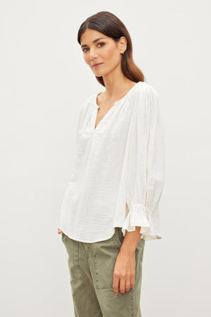 Milly Cotton Gauze 3/4 Sleeve Top