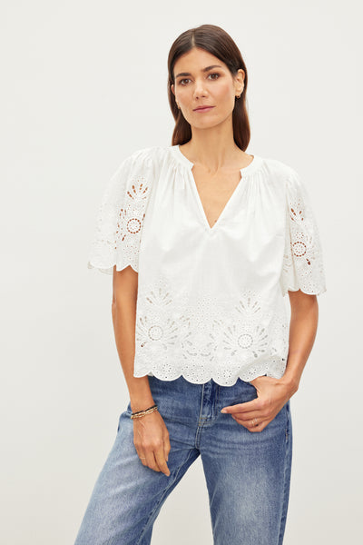 トップス Riu Embroidery lace tops Razi Embroidered Lace Top – Casual Affairs Clothing