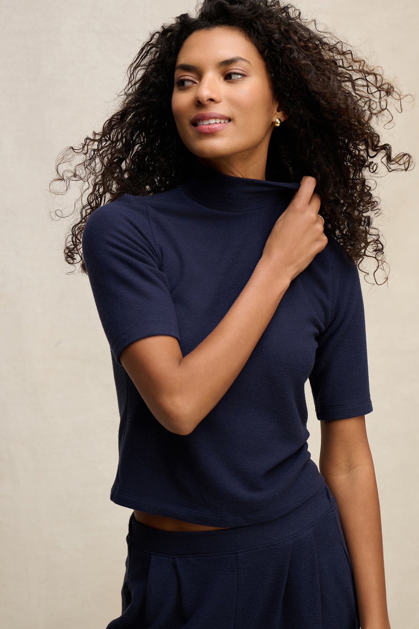 Malaya Short Sleeve Knit Turtleneck