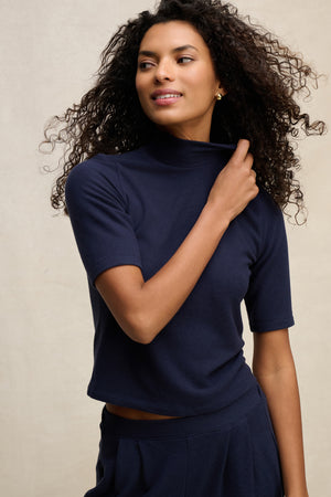 Malaya Short Sleeve Knit Turtleneck