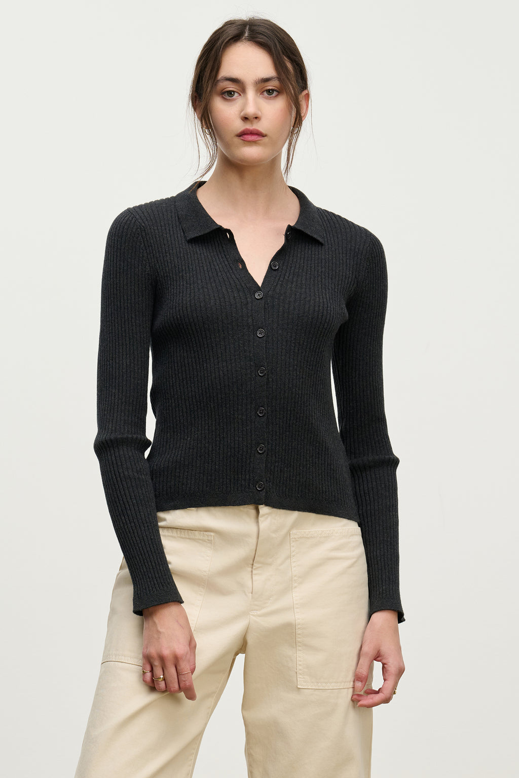 Nikki Cotton Cashmere Button Up Sweater