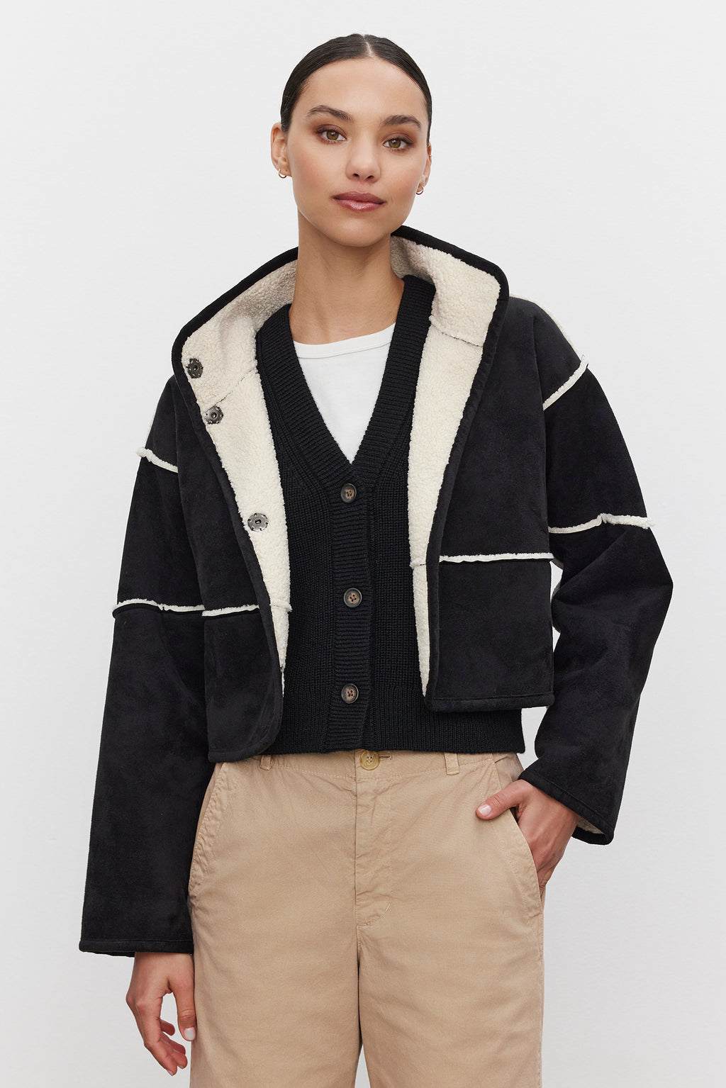 Kelly Reversible Sherpa Cropped Jacket