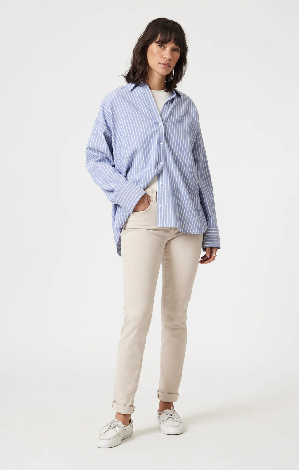 Kathleen Slim Boyfriend Jean in Beige Flex