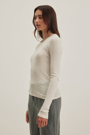 Mauri Pointelle Long Sleeve Top