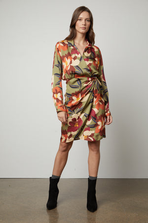 Janey Hydrangea Printed Wrap Dress