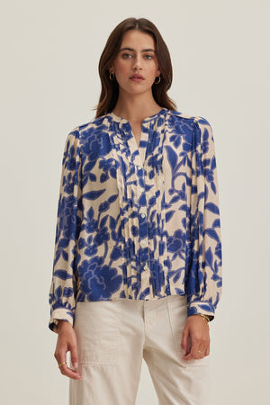 Elda Printed Light Royal Crepe Top