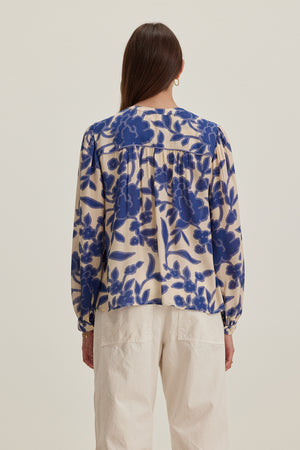 Elda Printed Light Royal Crepe Top