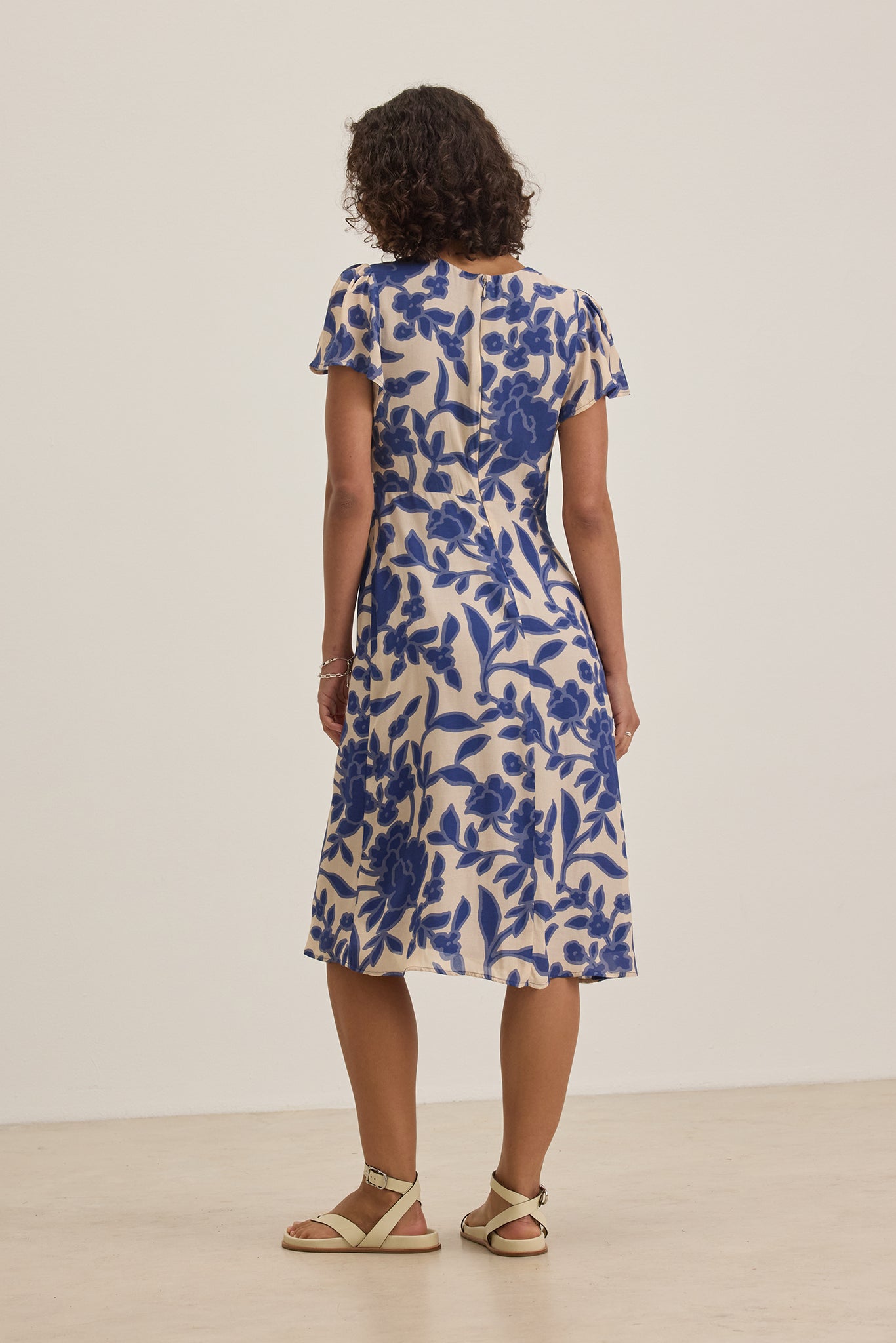 Nevine Printed Light Royal Crepe Dress