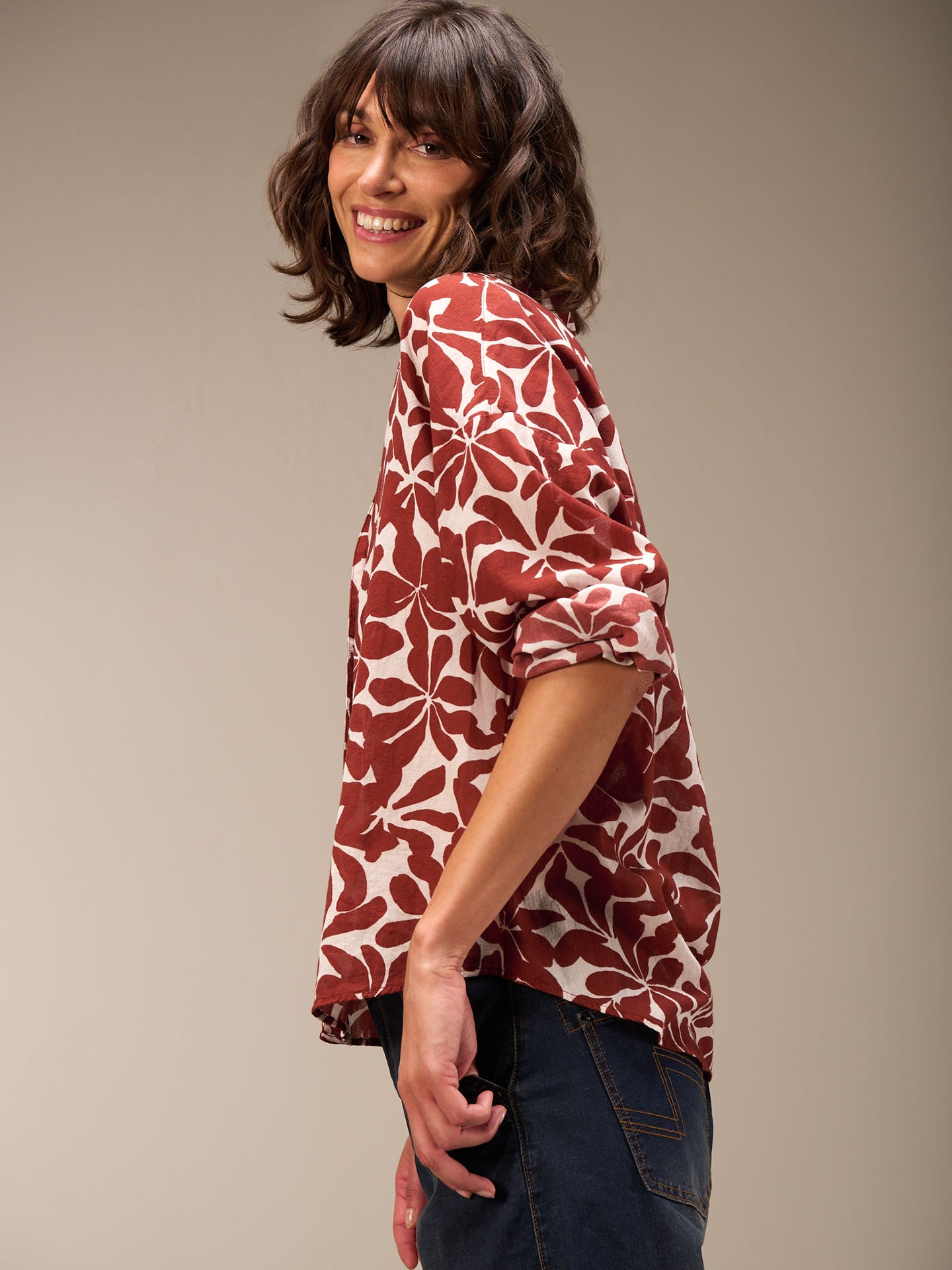 Floral Burgundy Cotton Blouse