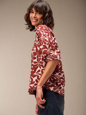 Floral Burgundy Cotton Blouse