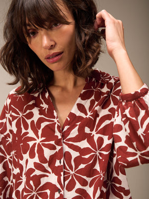 Floral Burgundy Cotton Blouse