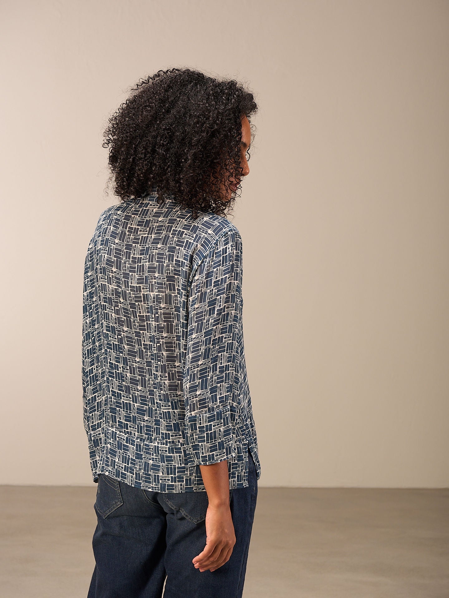 Teal Printed Viscose Blouse