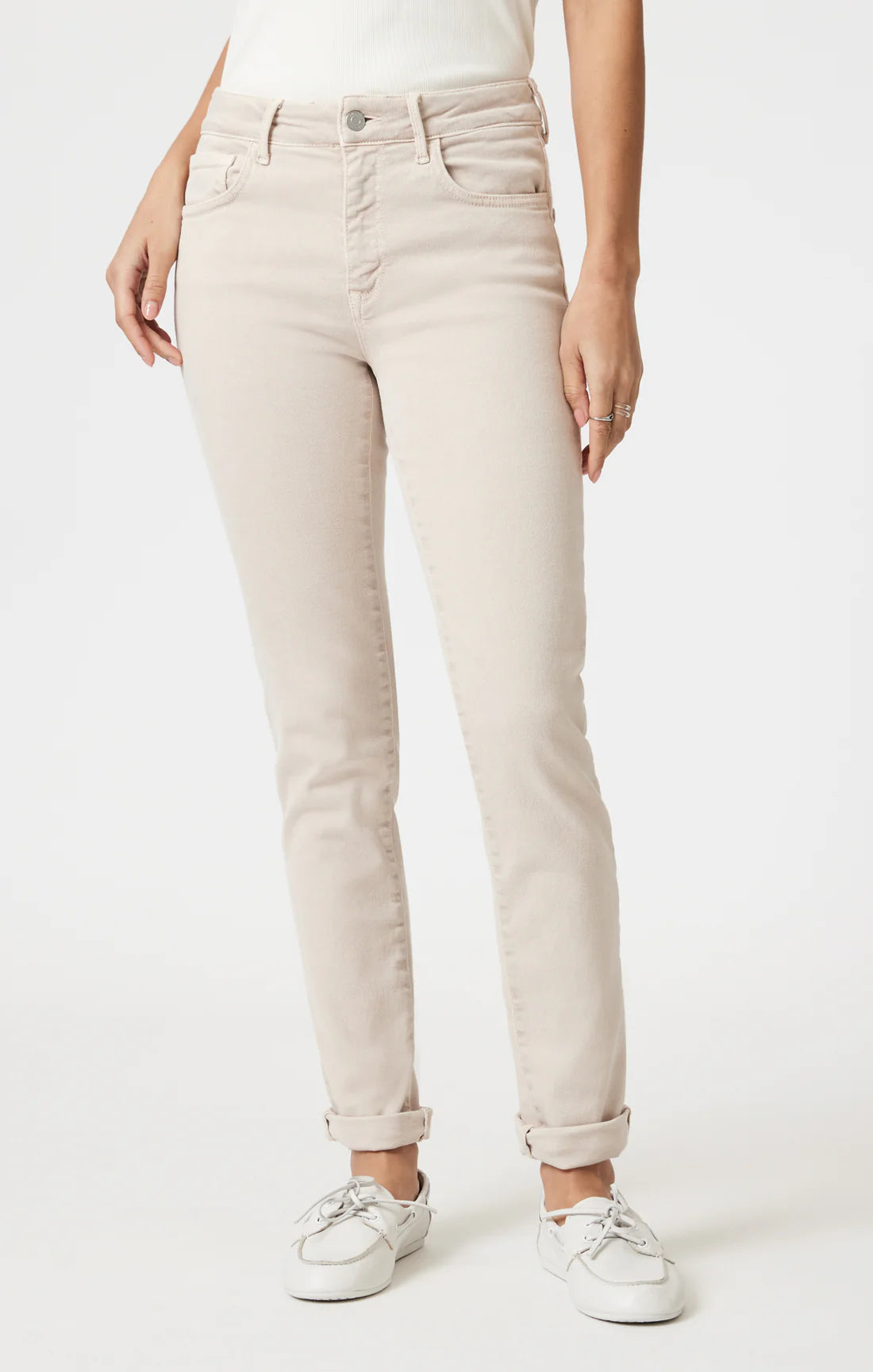 Kathleen Slim Boyfriend Jean in Beige Flex
