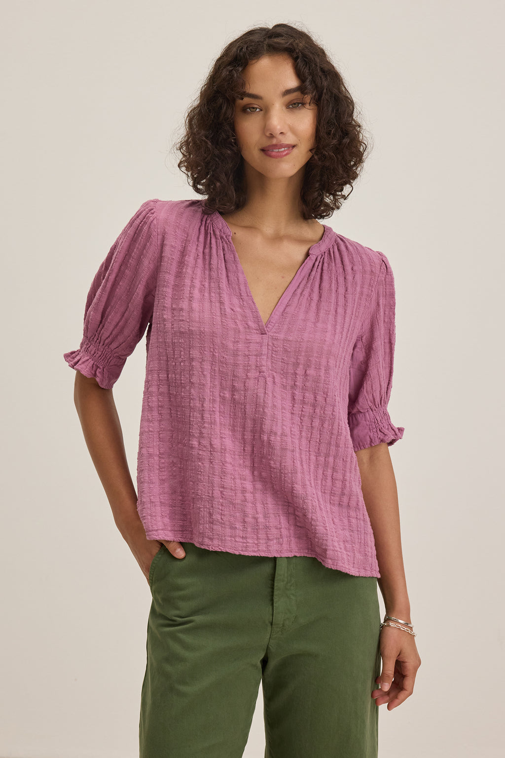 Bonita Short Sleeve Textured Gauze Top