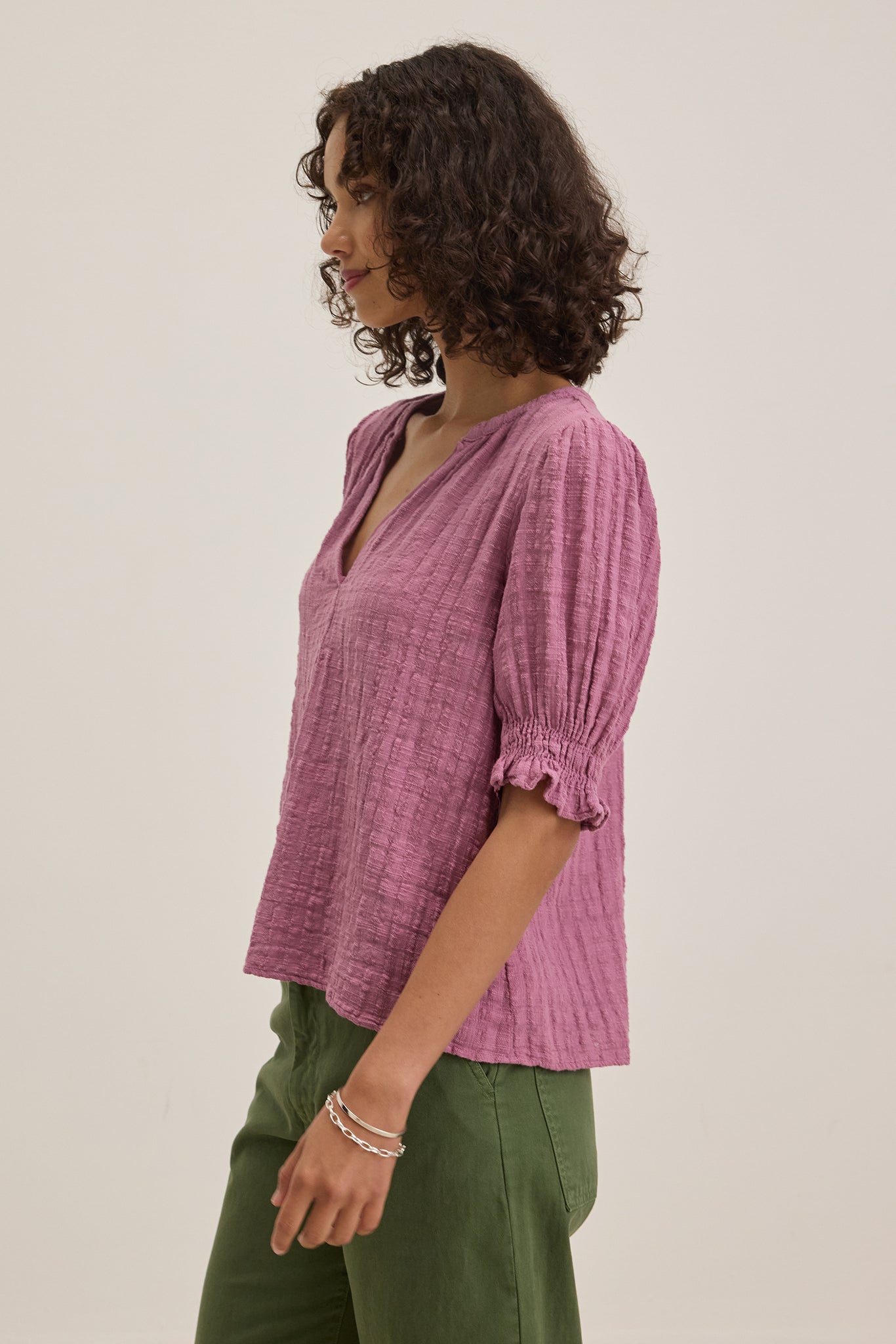 Bonita Short Sleeve Textured Gauze Top