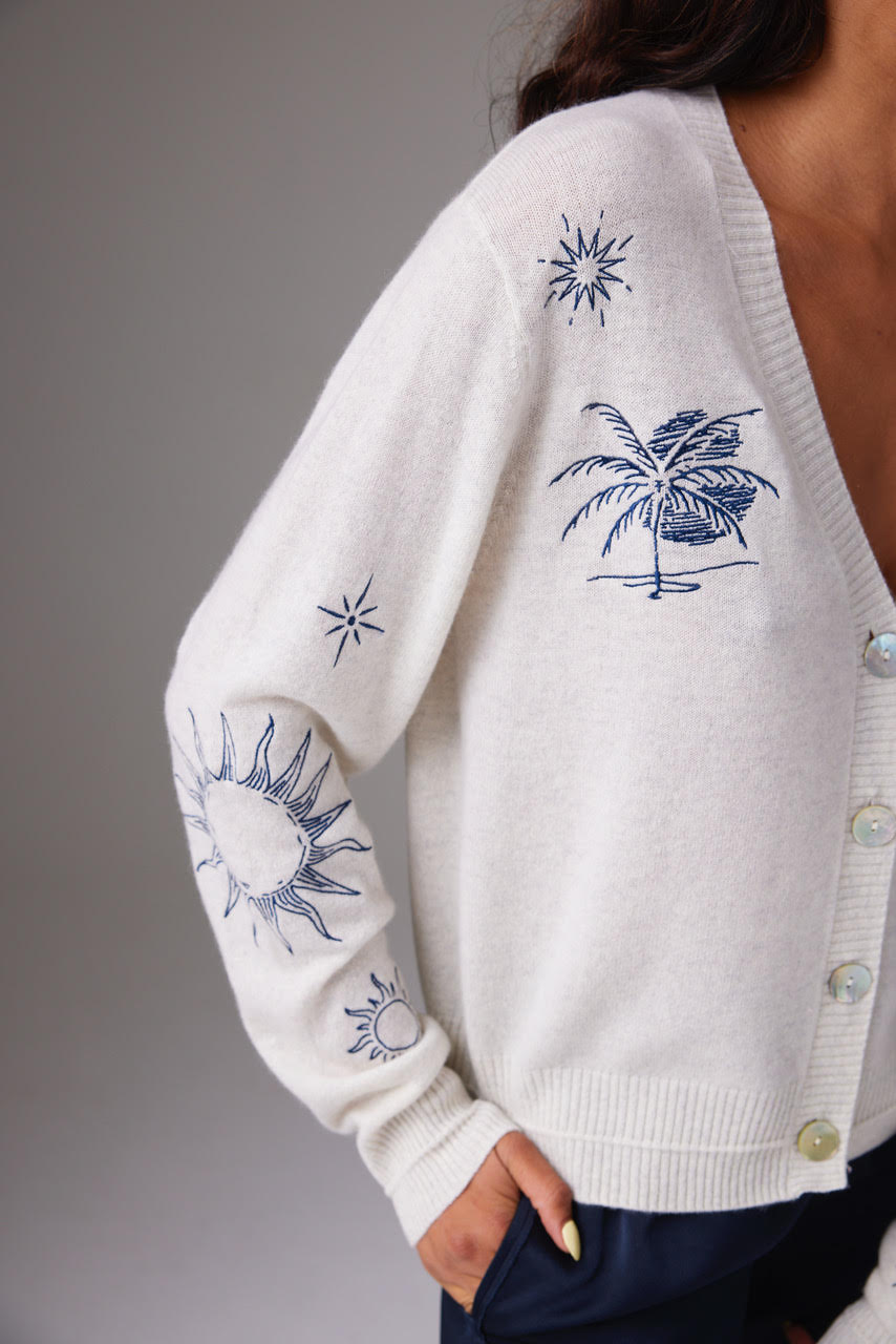 C-Rush Embroidered Cashmere Cardigan