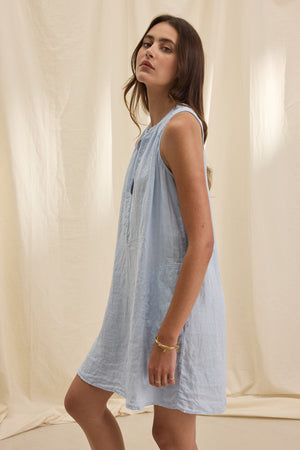 Adriana Sleeveless Woven Linen Dress