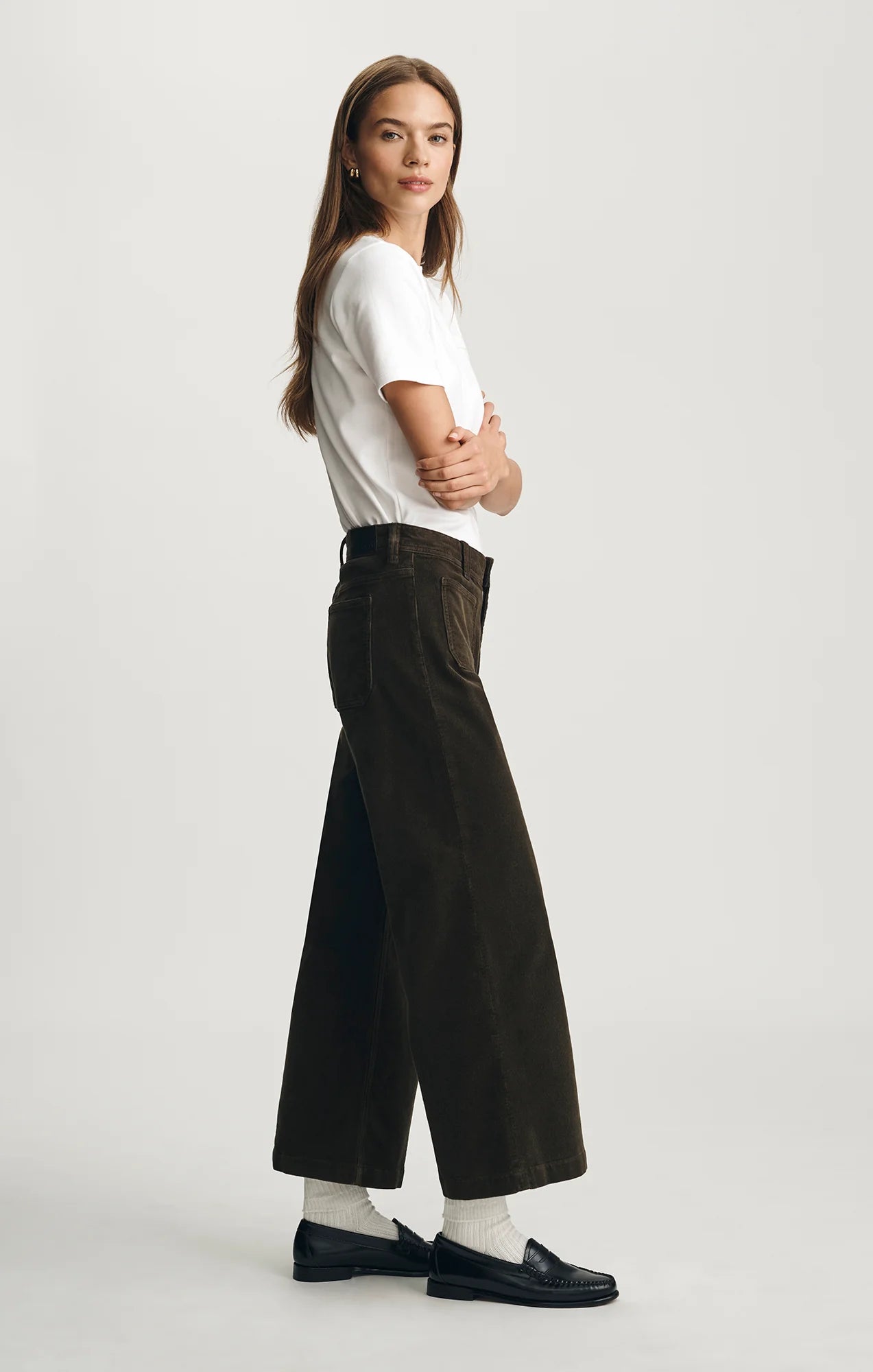 Paloma Wide Leg in Green Cord