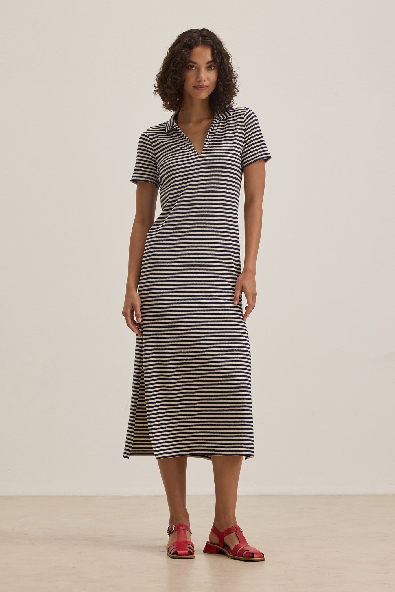 Khan Stripped Polo Maxi Dress