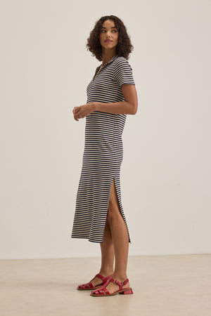 Khan Stripped Polo Maxi Dress