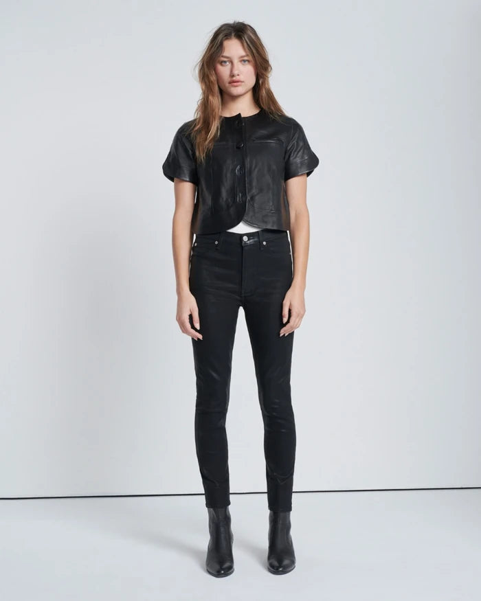 High-Waist Ankle Skinny Coated Black