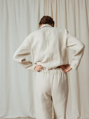 Elastic-Waist Linen Trouser